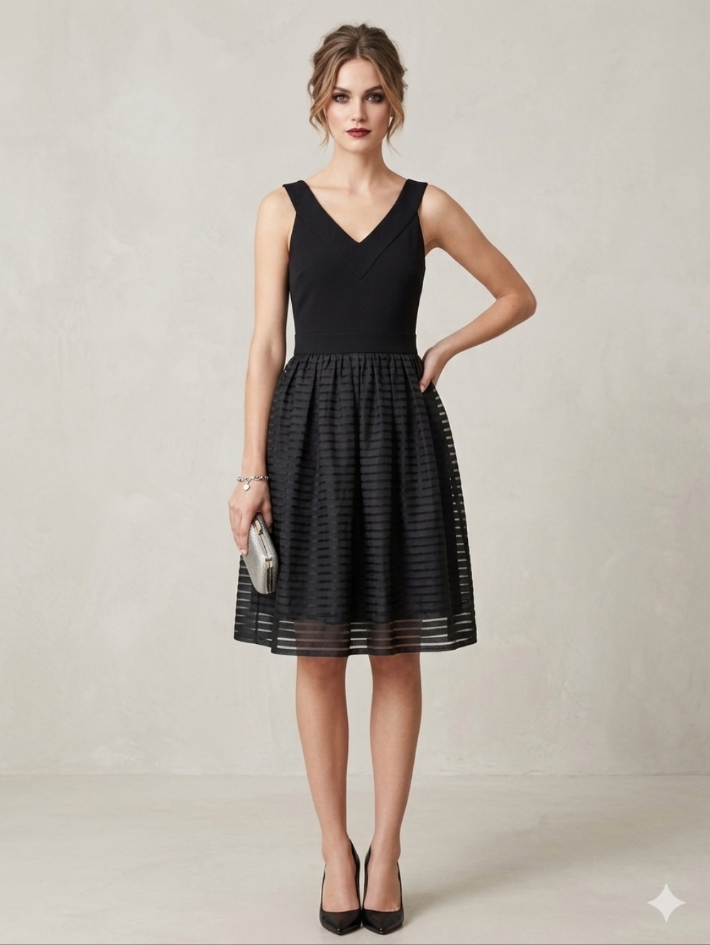 Ever New Fit & Flare Sleeveless Cocktail Dress Black
